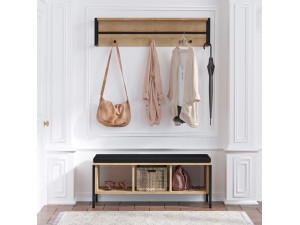 Halelement "Shana" met houten zitting - 100 x 35 x 43 cm - Beige 2