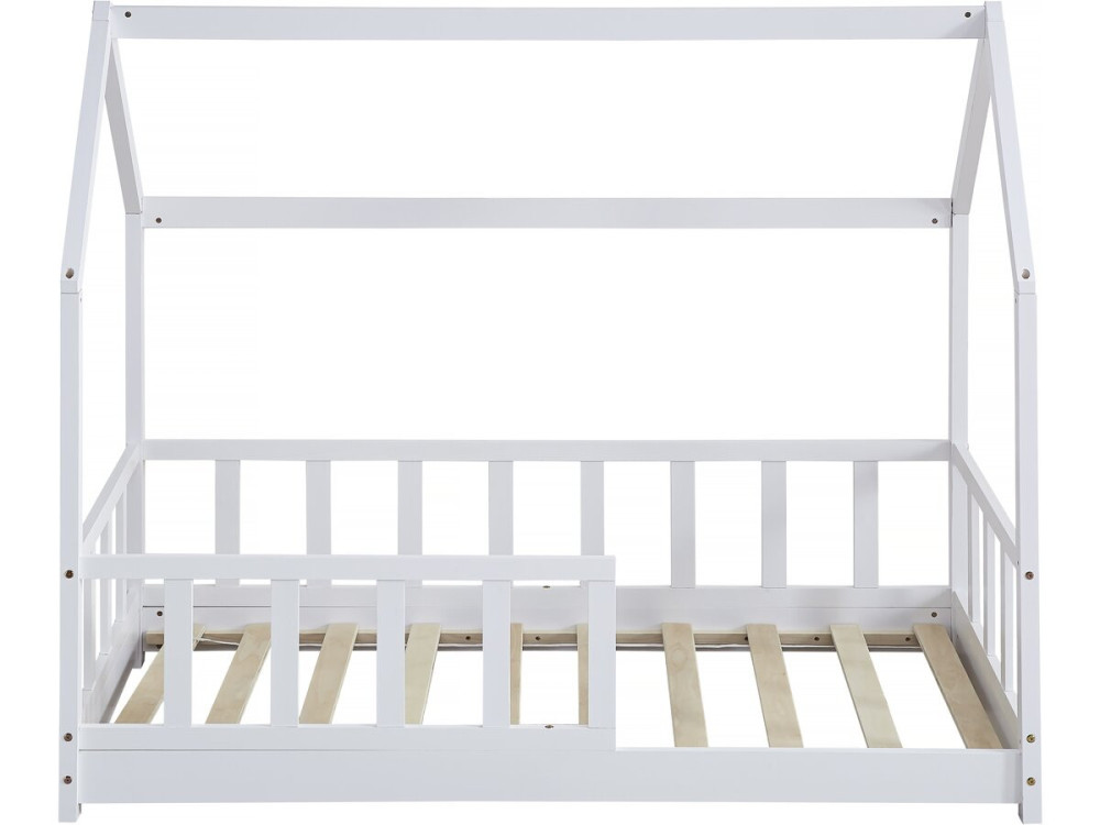 Kinderbed houten bed huisje met uitvalbeveiliging "Charlotte"  - Wit - 80 x 160 cm