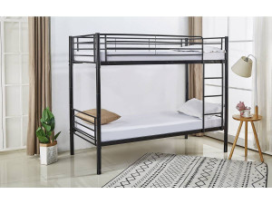Stapelbed twee eenpersoonsbedden metaal "ADAM" inclusief lattenbodem -  90 x 190 cm - Metaal - Zwart 2