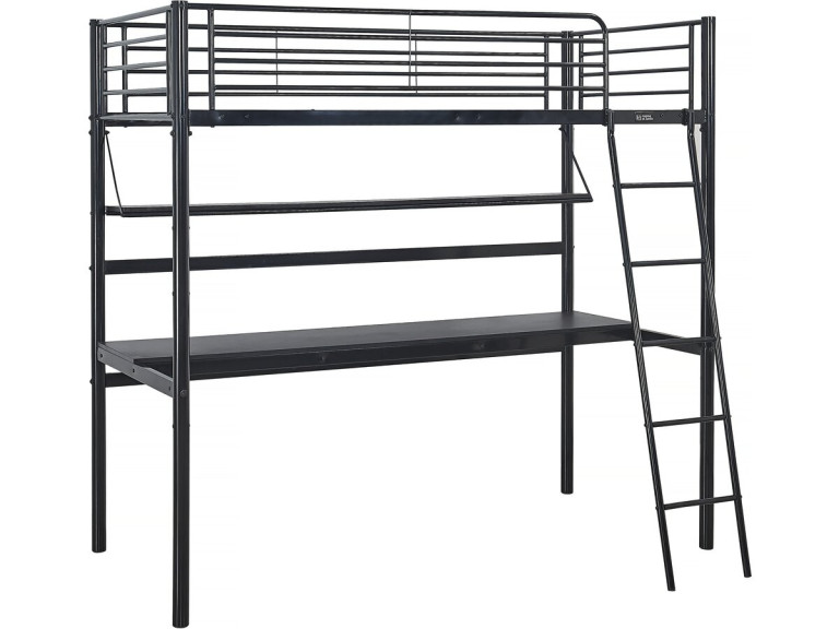 Eenpersoonsbed hoogslaper met bureau "Alora" - 90 x 190 cm - Zwart