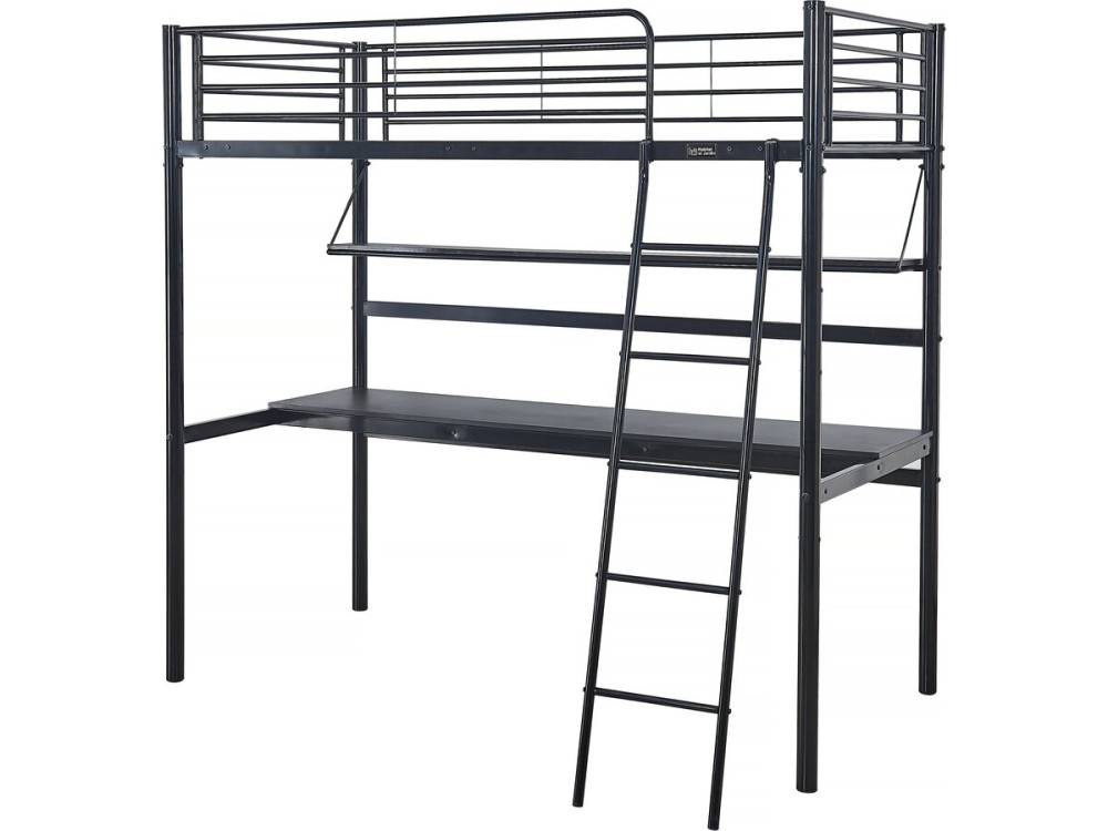 Eenpersoonsbed hoogslaper met bureau "Alora" - 90 x 190 cm - Zwart