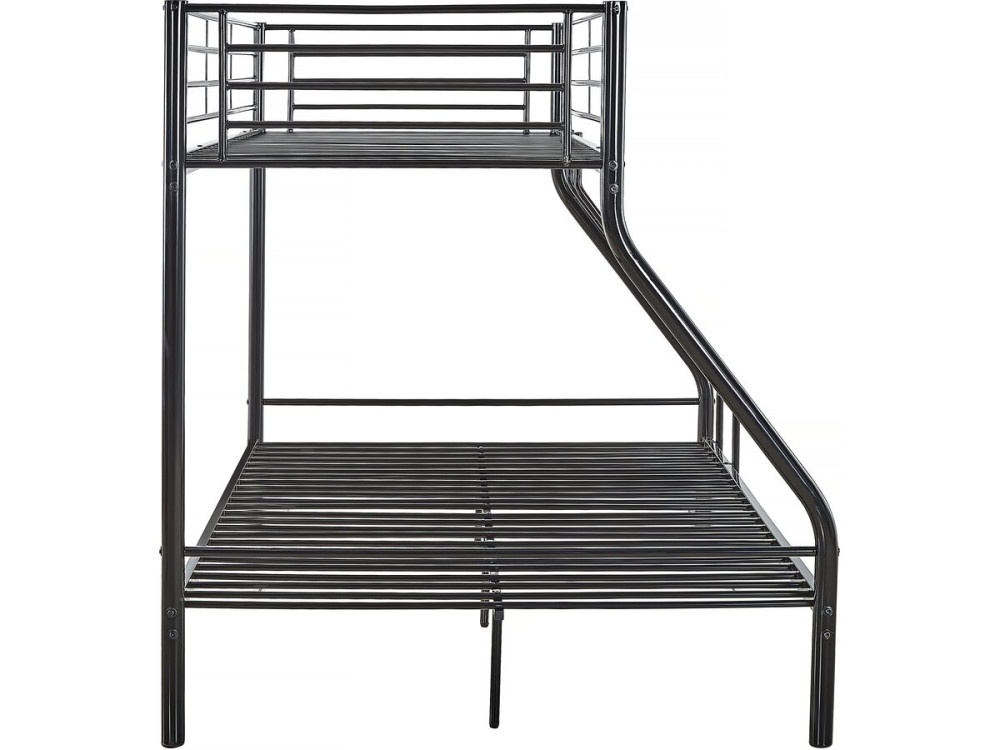 Stapelbed tweepersoonsbed en eenpersoonsbed metaal "Leo" inclusief lattenbodem - 90/140 x 190 cm - Zwart