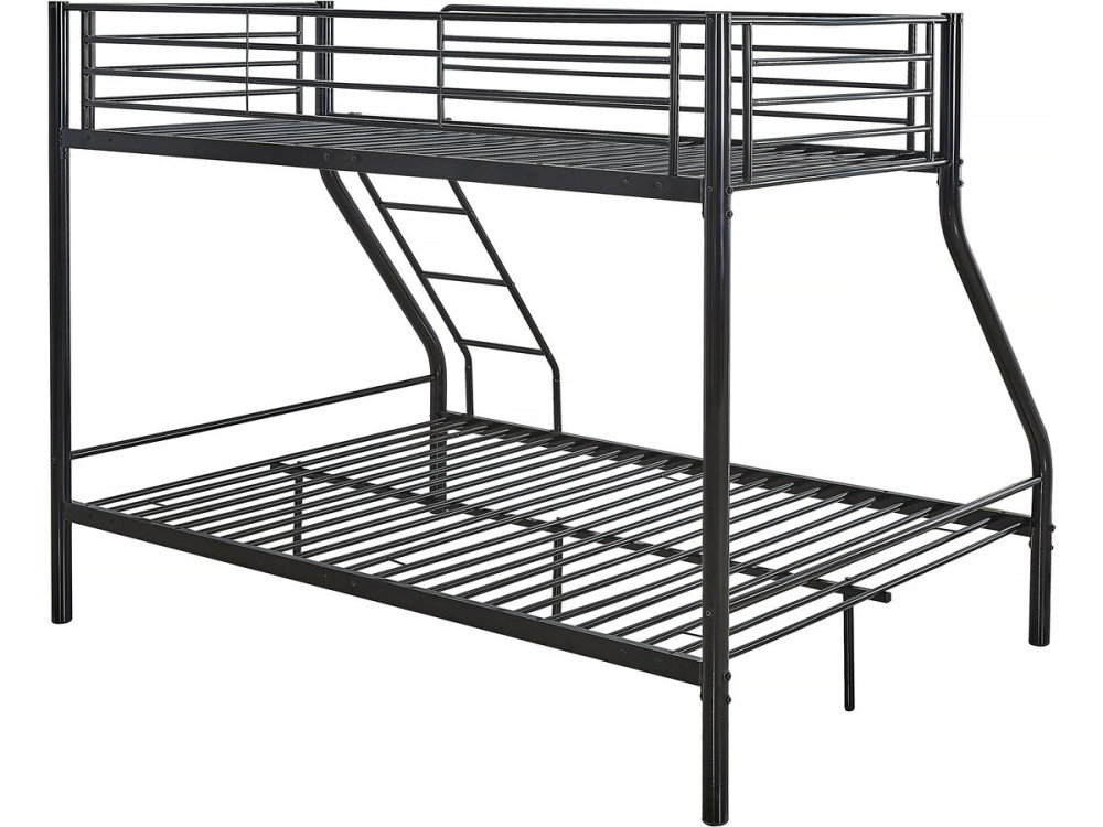 Stapelbed tweepersoonsbed en eenpersoonsbed metaal "Leo" inclusief lattenbodem - 90/140 x 190 cm - Zwart