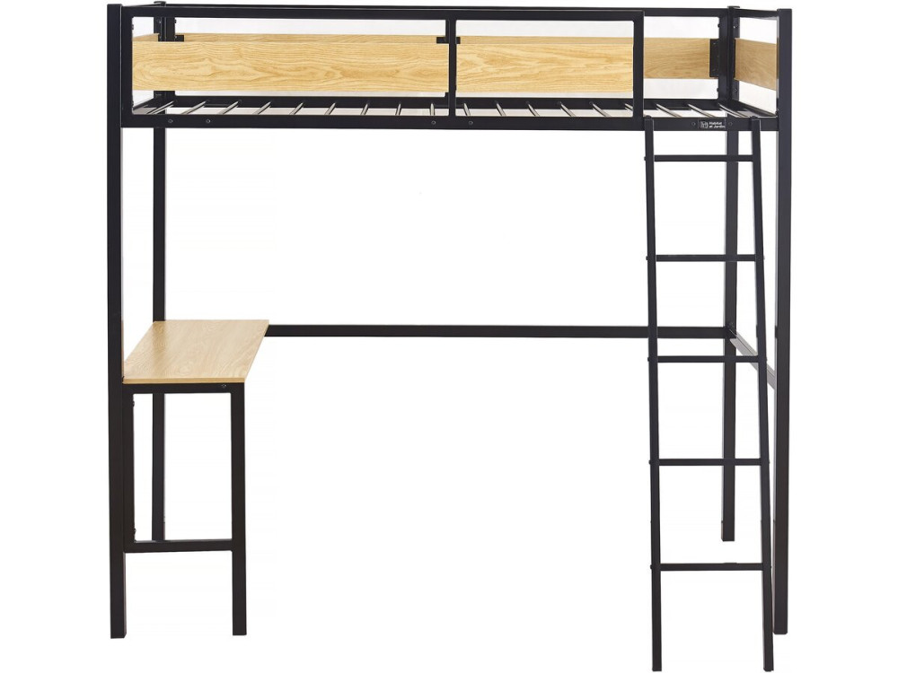 Eenpersoonsbed hoogslaper met bureau "Ethan" - 90 x 190 cm - Zwart