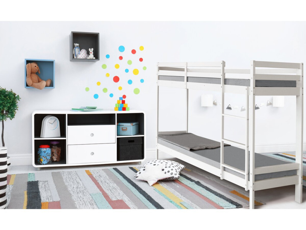 Stapelbed hout kinderbed bed 90 x 190 cm "Lionel"  - Wit