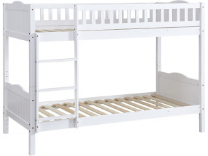 Kinderstapelbed "Gabriel" - Hout - Wit - 90 x 190 cm