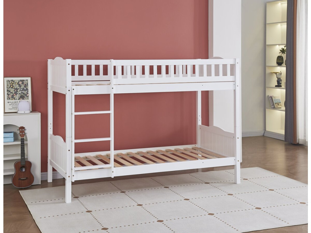 Kinderstapelbed "Gabriel" - Hout - Wit - 90 x 190 cm