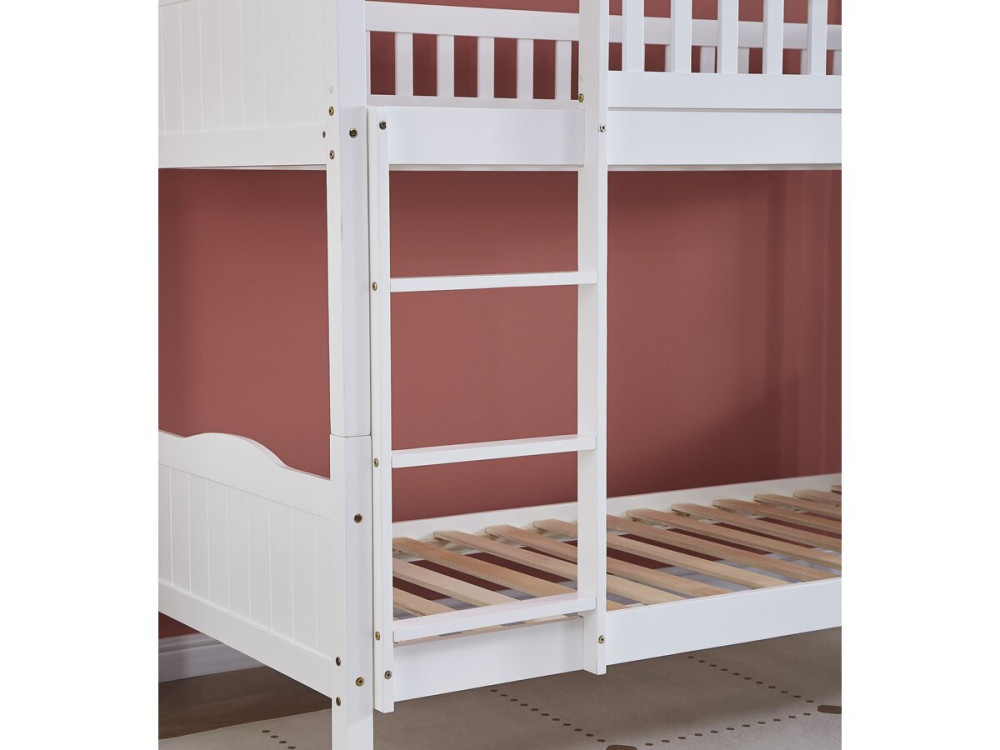 Kinderstapelbed "Gabriel" - Hout - Wit - 90 x 190 cm