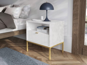 Nachtkastje hout met lade "Tunis" - Wit 2