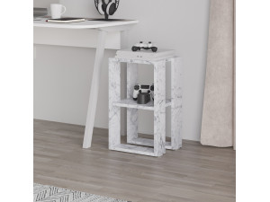 Houten nachtkastje "Lonie" 30 x 30 x 55 cm - Carrara marmer 2