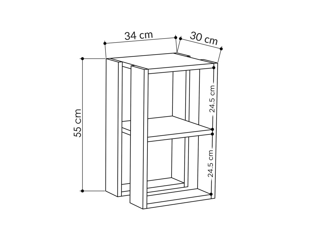 Houten nachtkastje "Lonie" 30 x 30 x 55 cm - Wit