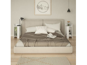 Set van 2 houten nachtkastjes "Elos" - 25 x 27 x 60 cm - Wit 2