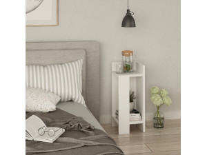 Elos Right" houten nachtkastje - 25 x 27 x 60 cm - Wit 2