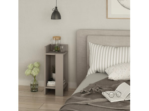 Elos Left" houten nachtkastje - 25 x 27 x 60 cm - Licht mokka bruin 2