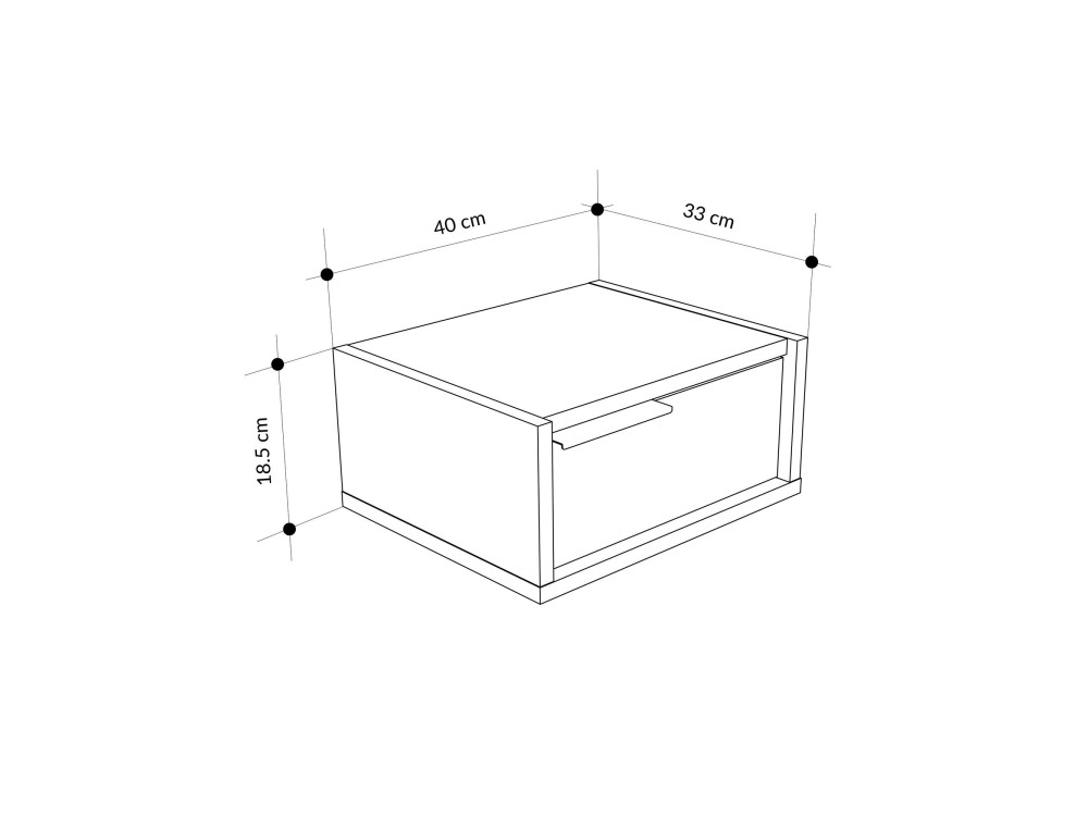 Eco" houten nachtkastje voor wandmontage - 40 x 30 x 19 cm - Groen