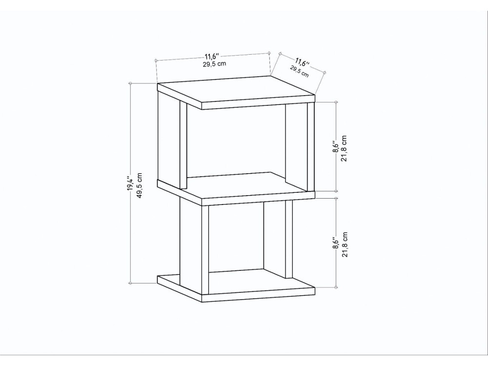 Carter" houten nachtkastje 29,6 x 29,6 x 49,4 cm - Eik