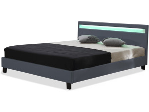 Tweepersoonsbed bed met led verlichting "Maria" - 160 x 200 cm - Grijs