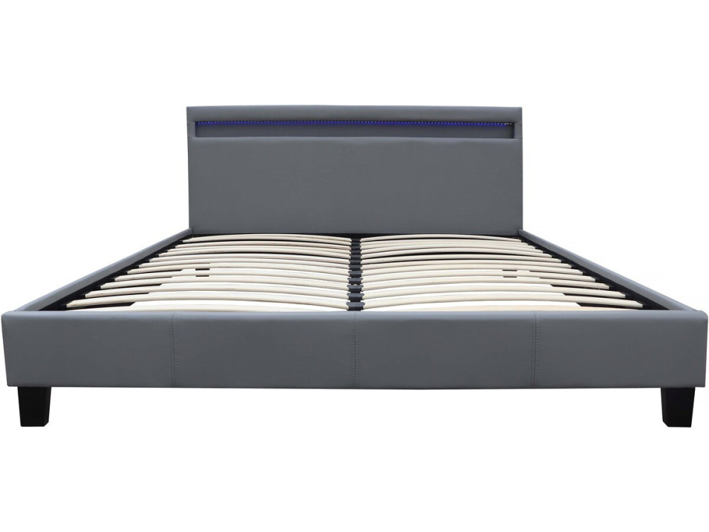 Tweepersoonsbed bed met led verlichting "Maria" - 160 x 200 cm - Grijs