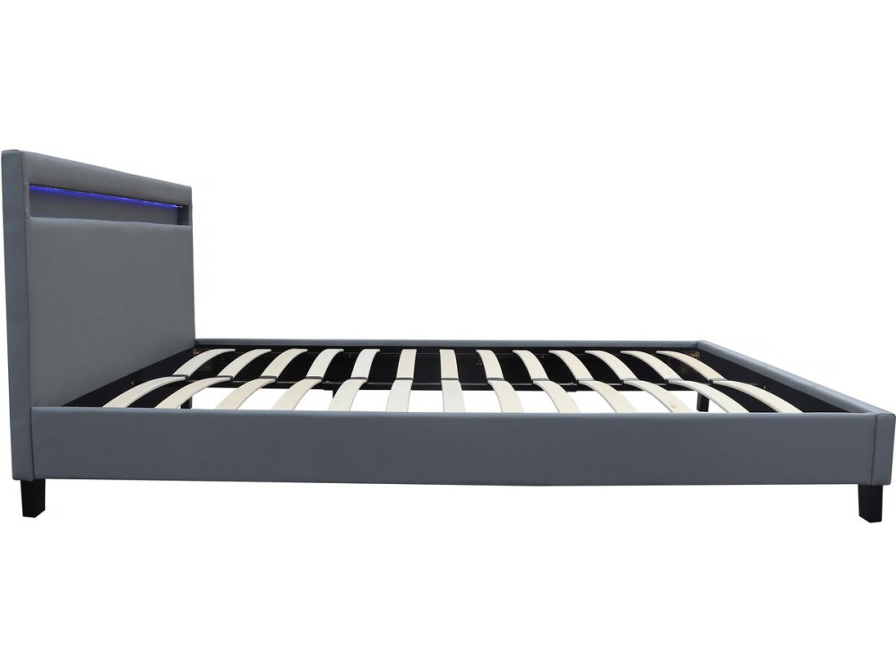 Tweepersoonsbed bed met led verlichting "Maria" - 160 x 200 cm - Grijs