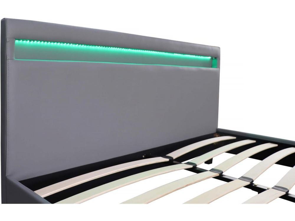 Tweepersoonsbed bed met led verlichting "Maria" - 160 x 200 cm - Grijs