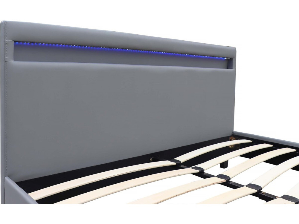 Tweepersoonsbed bed met led verlichting "Maria" - 160 x 200 cm - Grijs