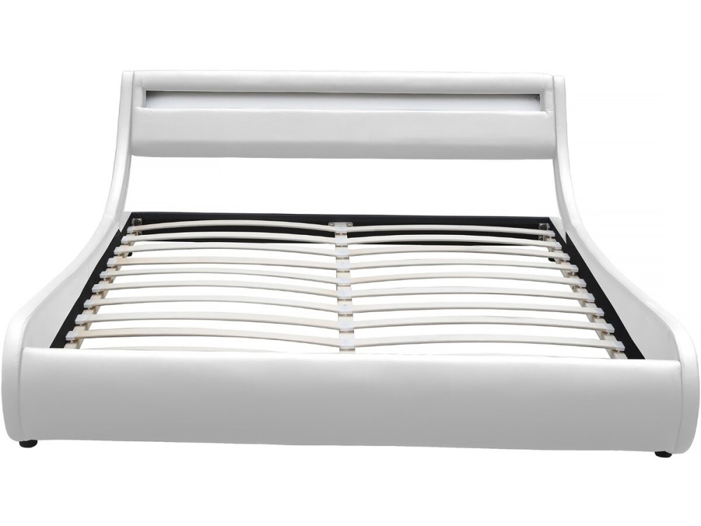 Tweepersoonsbed met led verlichting lattenbodem bed "Natacha" - 160 x 200 cm - Wit