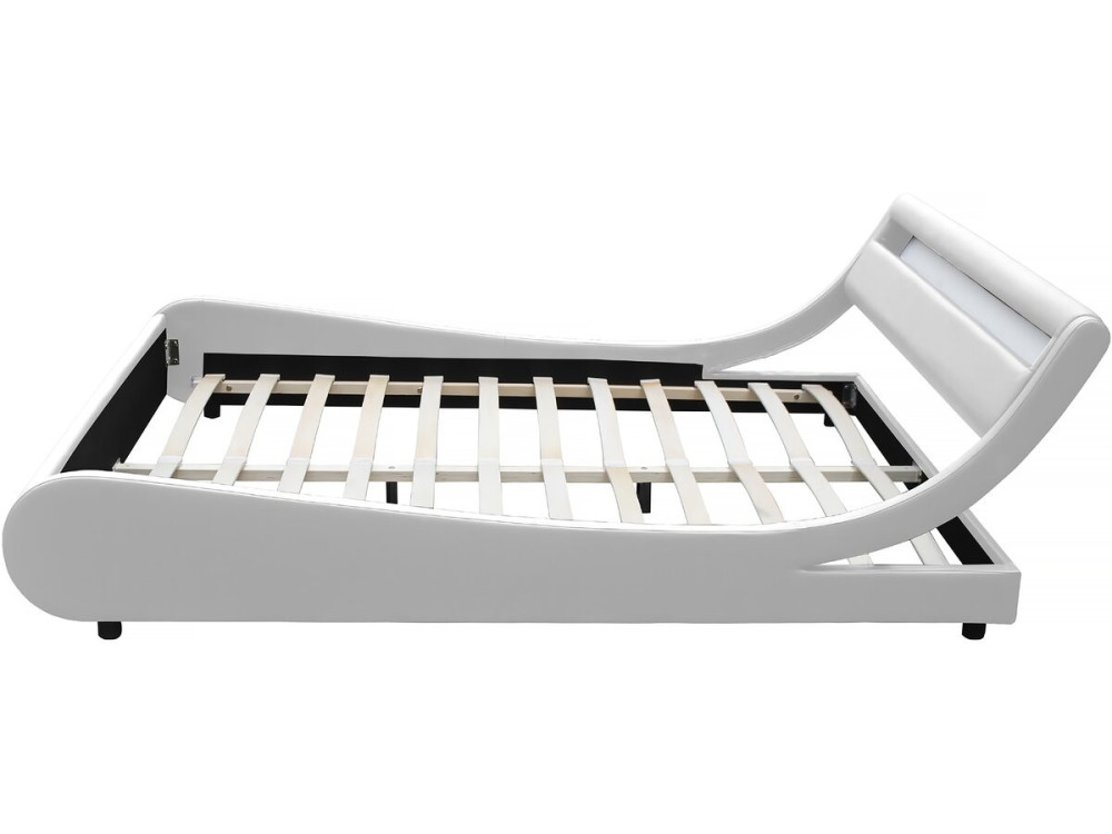 Tweepersoonsbed met led verlichting lattenbodem bed "Natacha" - 160 x 200 cm - Wit