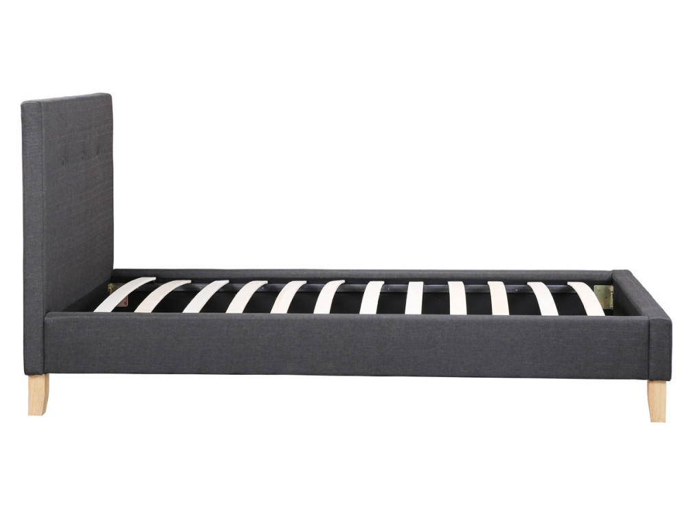 Eenpersoonsbed bed bedframe "Elise" - 90 x 190 cm - Grijs Donkergrijs