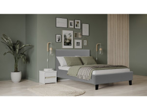 Eenpersoonsbed frame bed "Lina" - 90 x 190 cm - Grijs lichtgrijs 2
