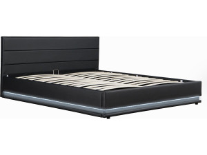 Tweepersoonsbed bed met led verlichting "Anastasia" - 140 x 190 cm - Zwart