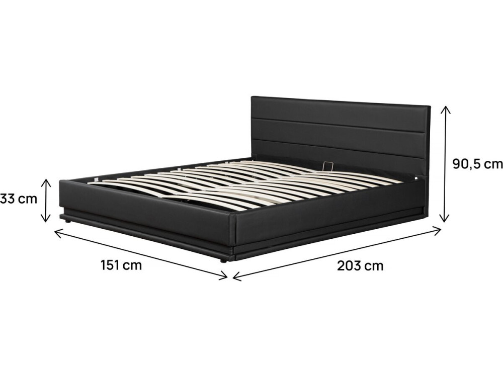 Tweepersoonsbed bed met led verlichting "Anastasia" - 140 x 190 cm - Zwart