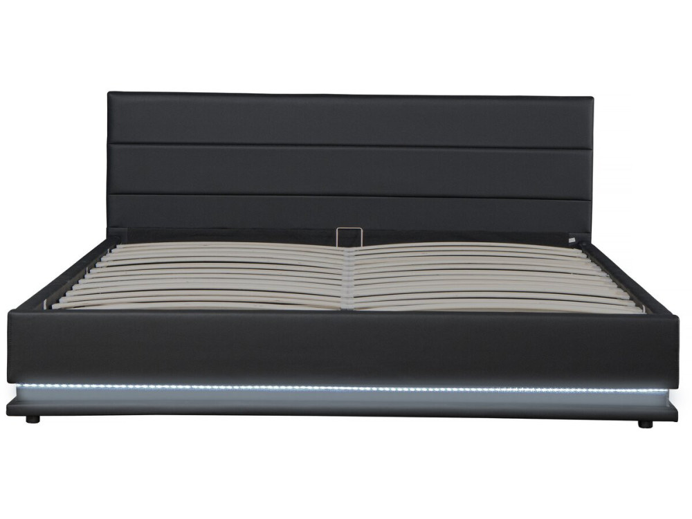 Tweepersoonsbed bed met led verlichting "Anastasia" - 140 x 190 cm - Zwart