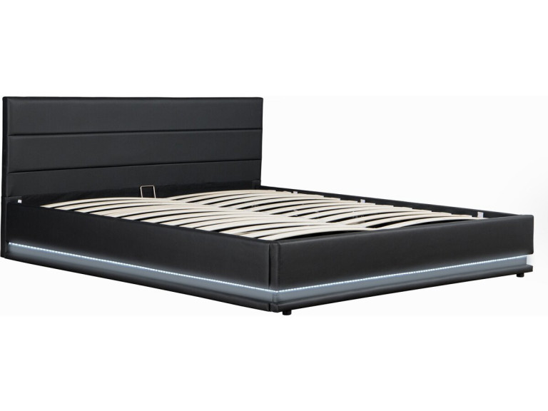 Tweepersoonsbed bed met led verlichting "Anastasia" - 180 x 200 cm - Zwart