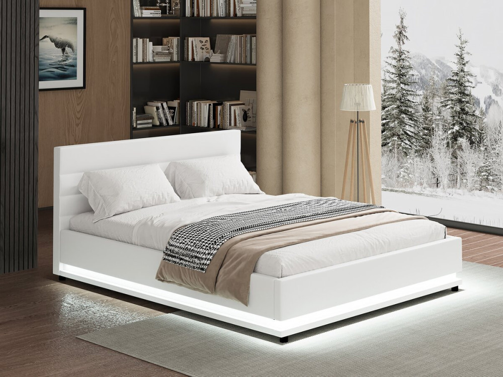 Tweepersoonsbed bed met led verlichting "Anastasia" - 180 x 200 cm - Wit