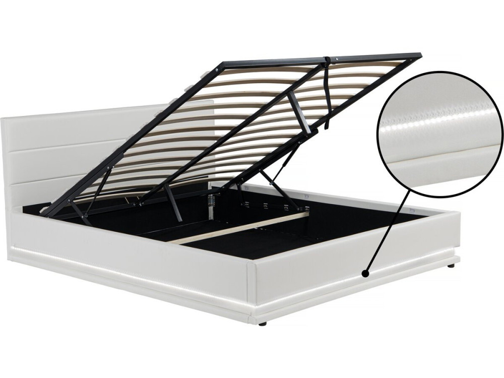 Tweepersoonsbed bed met led verlichting "Anastasia" - 180 x 200 cm - Wit