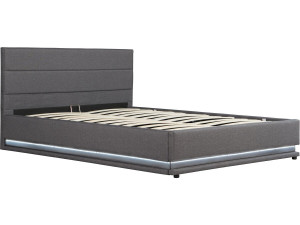 Tweepersoonsbed bed met led verlichting "Anastasia" - 160 x 200 - Grijs Donkergrijs