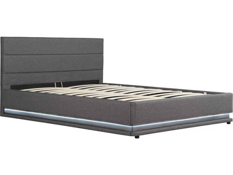 Tweepersoonsbed bed met led verlichting "Anastasia" - 160 x 200 - Grijs Donkergrijs