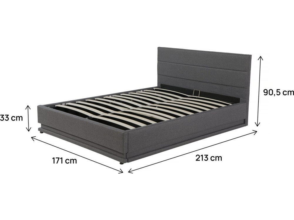 Tweepersoonsbed bed met led verlichting "Anastasia" - 160 x 200 - Grijs Donkergrijs