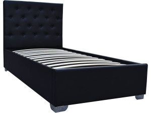 Eenpersoonsbed met opbergruimte "Tino" - 90 × 190 cm - Zwart