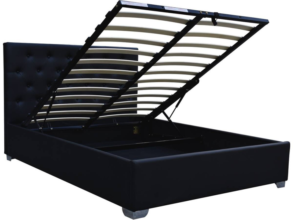 Tweepersoonsbed met opbergruimte "Tino" - 160 × 200 cm - Zwart