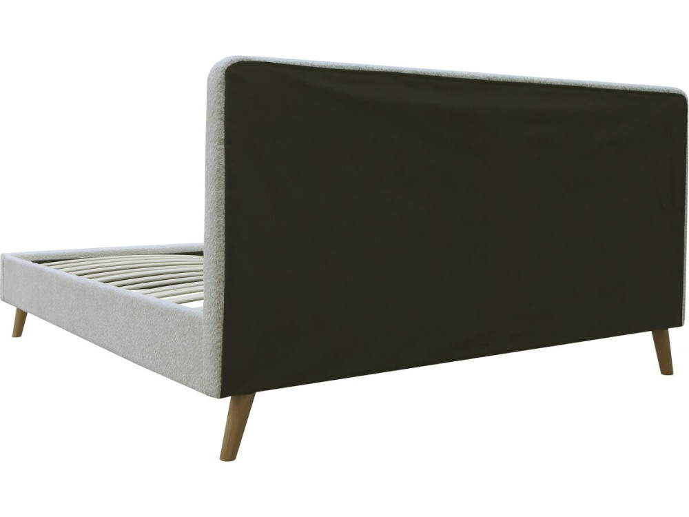Tweepersoonsbed bouclé stof hoofdbord bed 140 x 190 cm "Nemo" - Crème