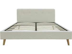 Tweepersoonsbed bouclé stof hoofdbord bed 160 x 200 cm "Nemo" - Crème