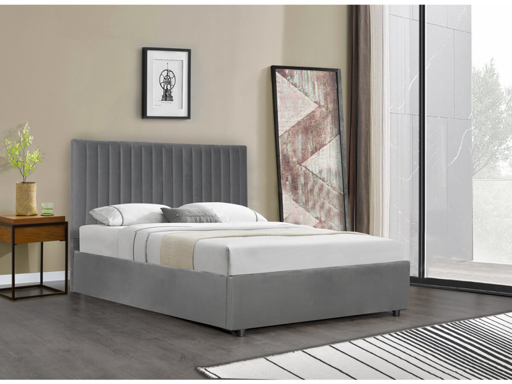 Tweepersoonsbed bed met opbergruimte "Mia" - 160 x 200 cm - Grijs