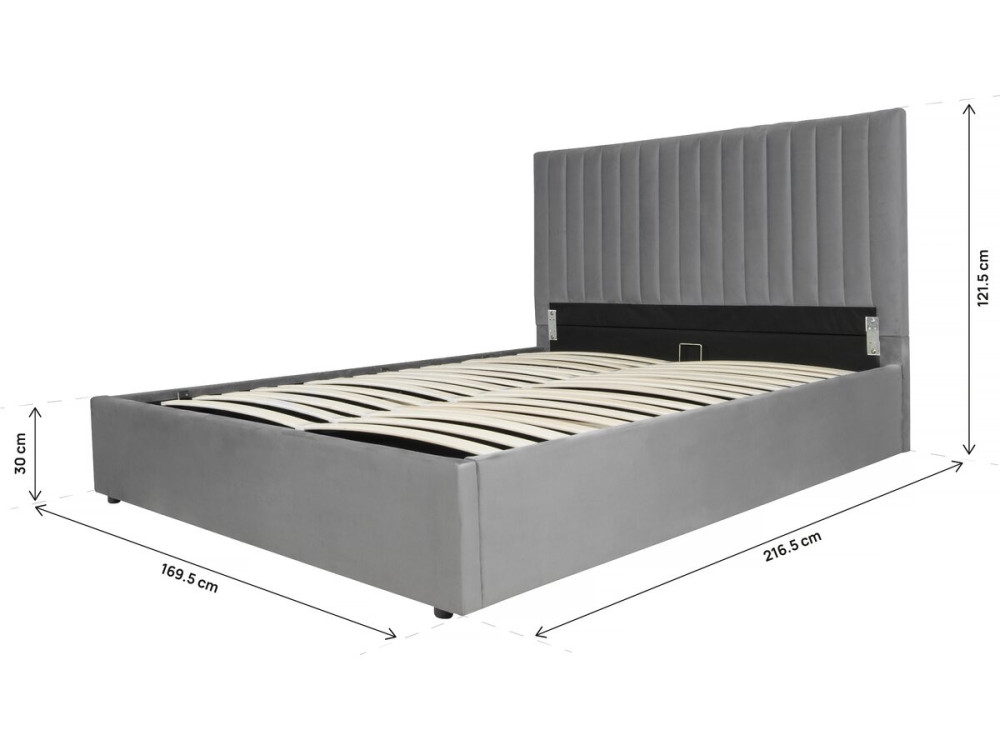 Tweepersoonsbed bed met opbergruimte "Mia" - 160 x 200 cm - Grijs