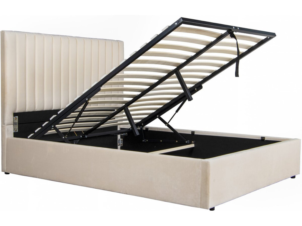 Tweepersoonsbed bed met opbergruimte "Mia" - 140 x 190 cm - Beige - lichtbruin