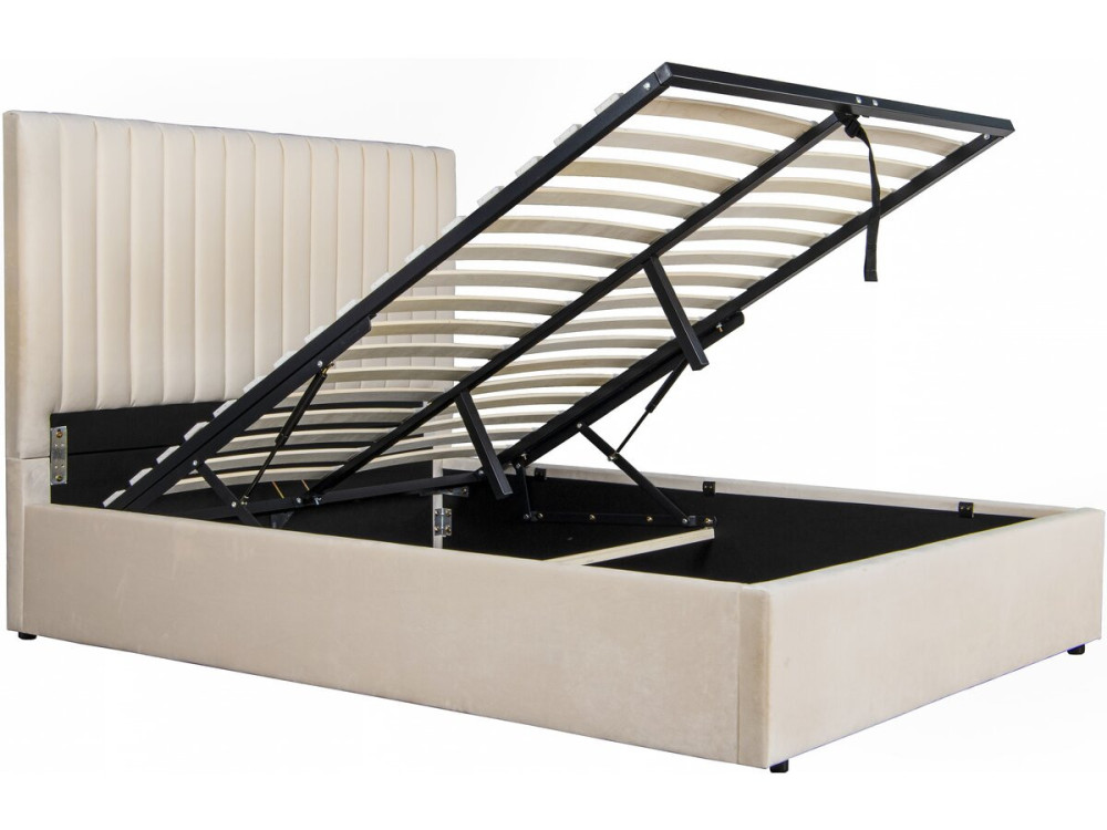 Tweepersoonsbed bed met opbergruimte "Mia" - 160 x 200 cm - Beige - lichtbruin