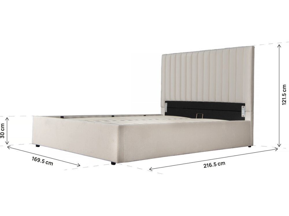 Tweepersoonsbed bed met opbergruimte "Mia" - 160 x 200 cm - Beige - lichtbruin