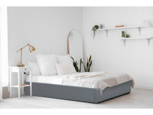Eenpersoonsbed met opbergruimte bed pvc "Ava" - 90 x 190 cm - Grijs 2