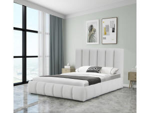 Tweepersoonsbed met opbergruimte bouclé stof bed "Annie" - 140 x 190 cm - Wit 2
