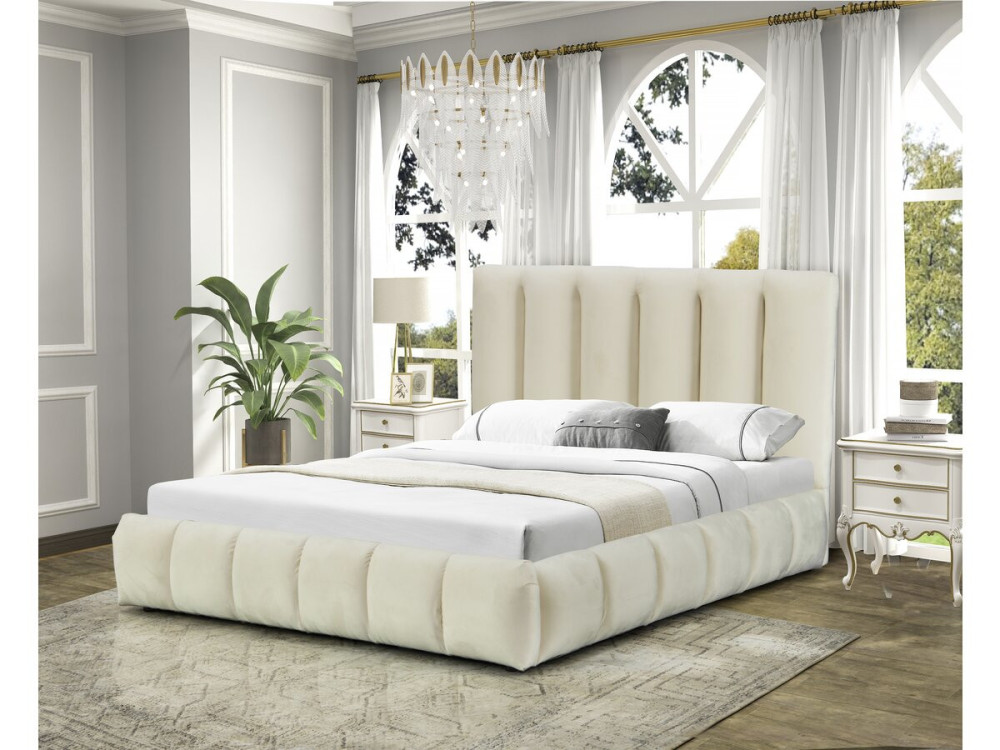Tweepersoonsbed met opbergruimte bed 180 x 200 cm "Annie" - Beige - lichtbruin